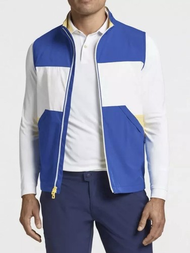 Peter Millar Mens size M Crown Cape Yacht Club Vest Sailing Vest Blue yellow NWT - Picture 2 of 15
