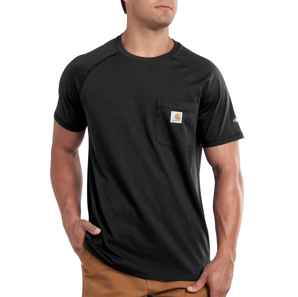 Carhartt Force T-Shirt Men Size Small Black Relaxed Fit Midweight Short  Sleeve