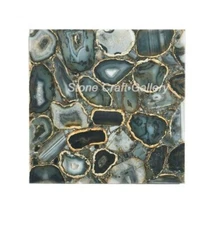 18" Grey Agate Coffee Table Counter Top Natural stone Handmade Work