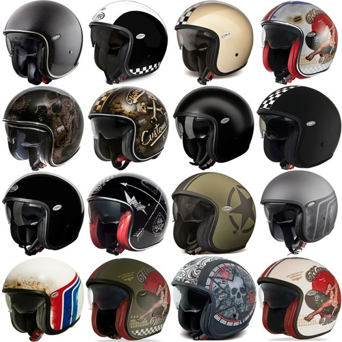 Premier Vintage Casco Moto Casco Jet Senza Visiera Con Parasole Retro Biker  | eBay