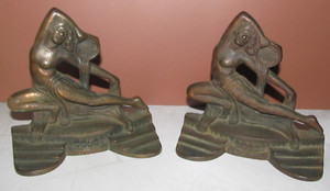 Vintage CAST METAL Bookends 1926 -Gifthouse Gift House Woman of Dance ART-DECO