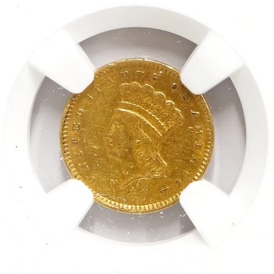 Oro Liberty 1857 $1 dólar NGC AU detalles