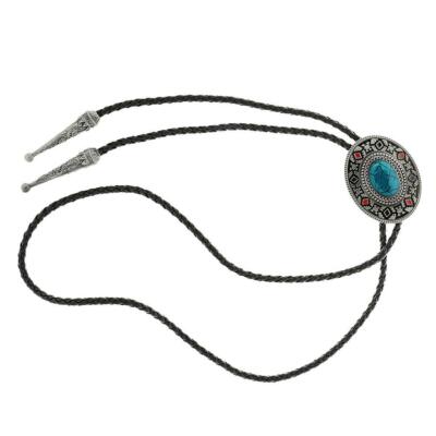 Vintage Legierung Oval Bolo Tie Western Cowboy Bolo Tie Leder Bola Krawatte