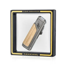 Metal Cigar Lighter 3 Jet Torch Butane Blue Flame Cigar Accessories with Punch