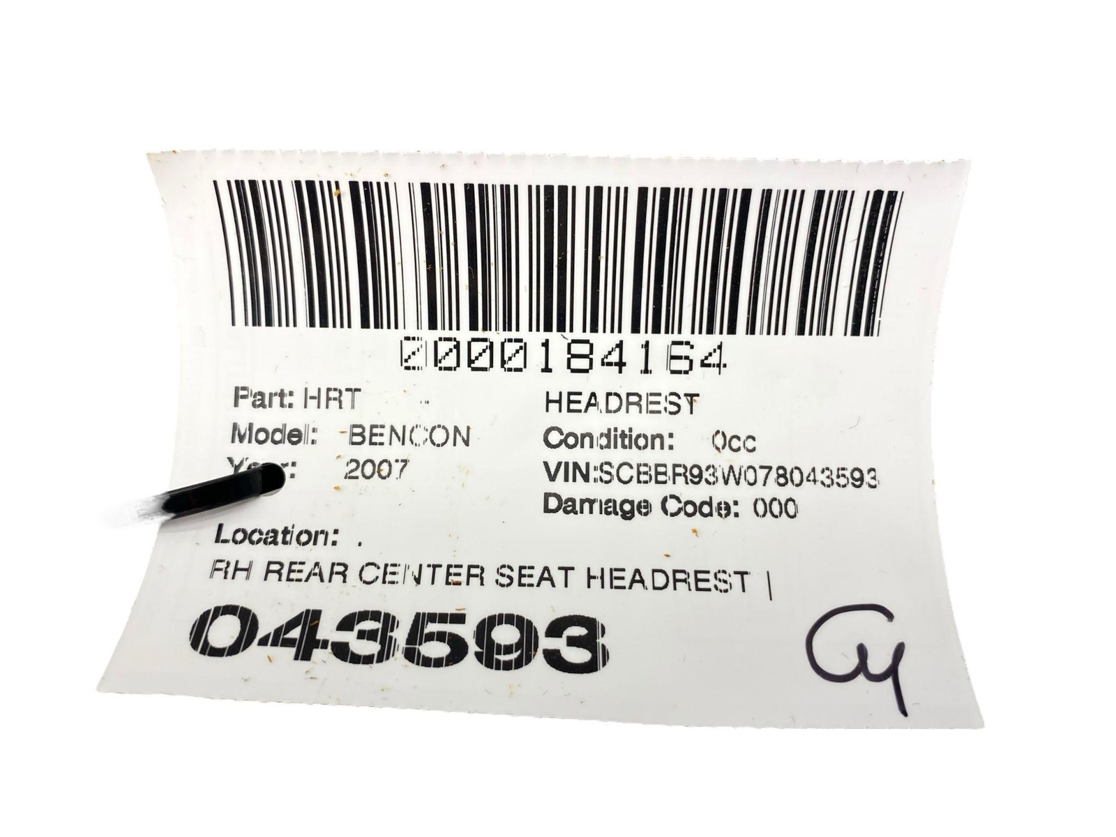 2006-2012 BENTLEY CONTINENTAL GT RH REAR CENTER SEAT HEADREST | SADDLE (99)