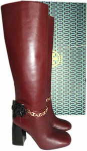 burgundy long boots