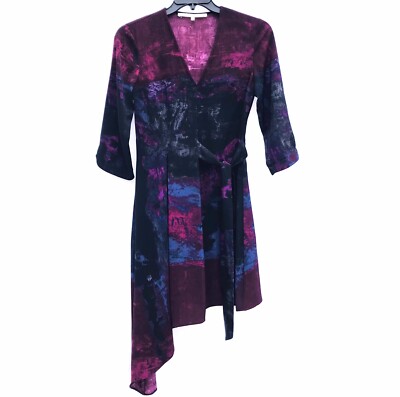 Rachel Roy Multicolor Abstract Asymmetrical Faux Wrap Dress Womans Size 4  | eBay