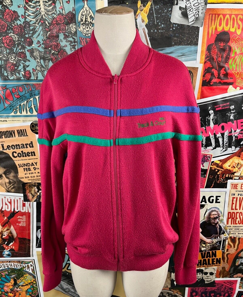 Vintage Womens 90s Pink Striped Tennis Track & Court Zip Up Track