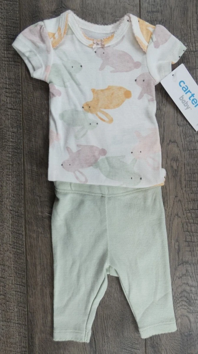 Baby Girl Clothes New Carter's Preemie 2pc Bunny Rabbit Outfit