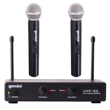 Gemini UHF-02M S12 Dual Wireless Handheld Microphone System - Ch 1 2 - DJ, ...