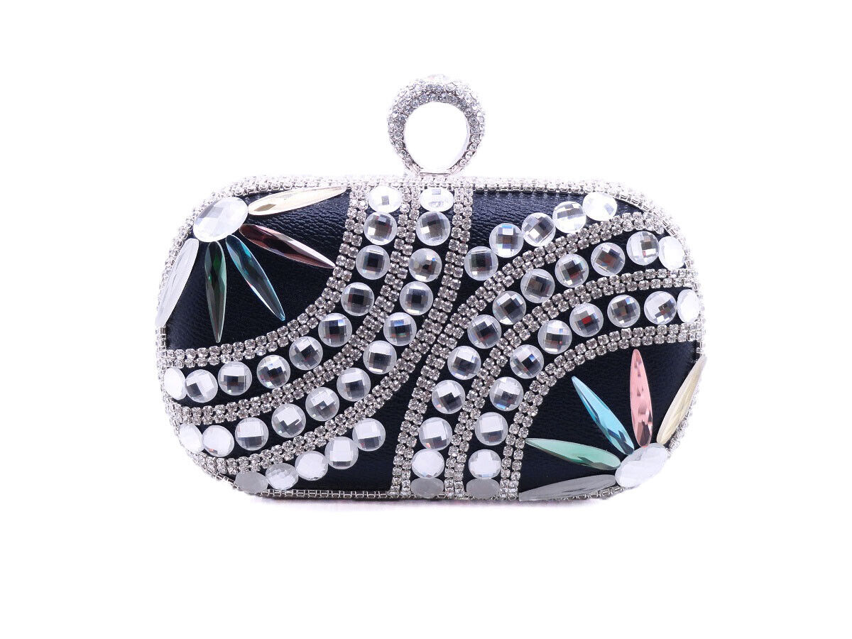 Hearty Trendy Crystal Opening large release sale Glass Multi Rhinestones Color Clutch Challenge the lowest price of Japan Eveni