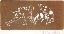 KATAGAMI ANCIEN Pochoir japonais  PAYSAN chèvre et bouc - art textile du Japon
