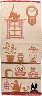 Kiki's Delivery Service Cotton Face Towel Jiji Shelf 34 x 80cm Studio Ghibli New