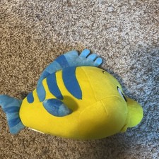 Disney Store 10" The Little Mermaid Flounder Plush Authentic