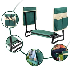 Garden Kneeler Seat Folding Seat w/EVA Foam Kneeling Pad & Tool Pouch
