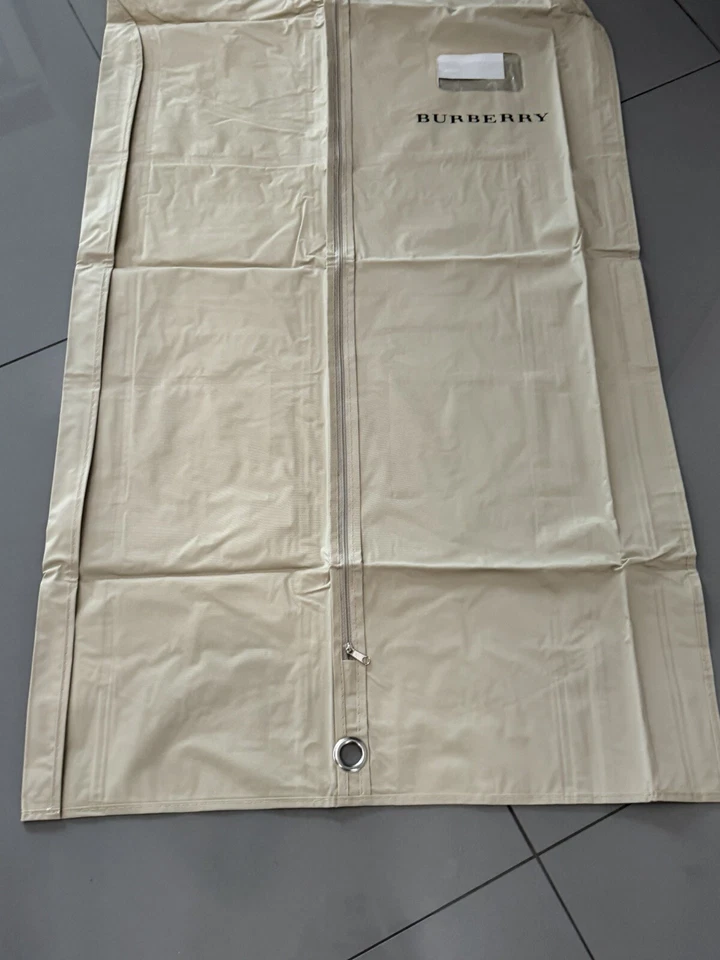 BURBERRY Auténtico Traje Chaqueta Abrigo Cremallera Bolso de Viaje Caqui Nombre Etiqueta Ventana Foto 3 de 4