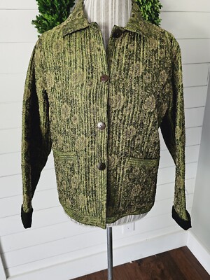 Parsley & Sage Women's Green Long Sleeve Collared Blazer Jacket Sz S (E1)