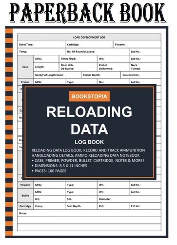 Reloading Data Log Book: Ammo Reloading Data Log Book for Record and Track.... - product listing photo