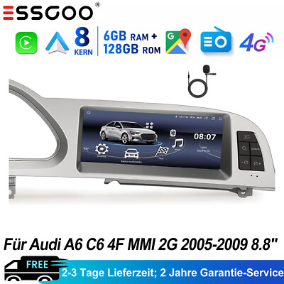 8.8''6+128G Carplay Android Auto Autoradio Für Audi A6 C6 4F MMI 2G 2005-2009 GPS