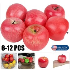 12x Artificial Red Apple Plastic Fake Fruit Realistic Party Photo Decorations US