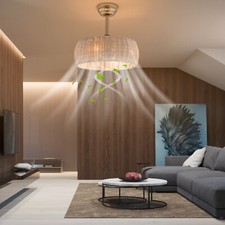 Natural&Gold 40W Rattan Caged Flush Mount Ceiling Fans W/ Lights& Remote Control