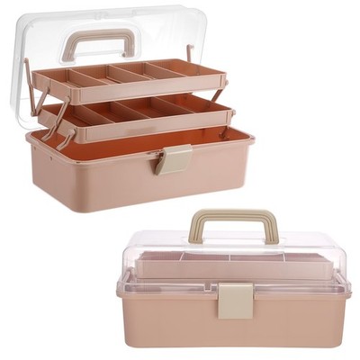 BTSKY 3-Layer Foldable Craft Organizer, Portable Tackle Box with Handle & Adj...