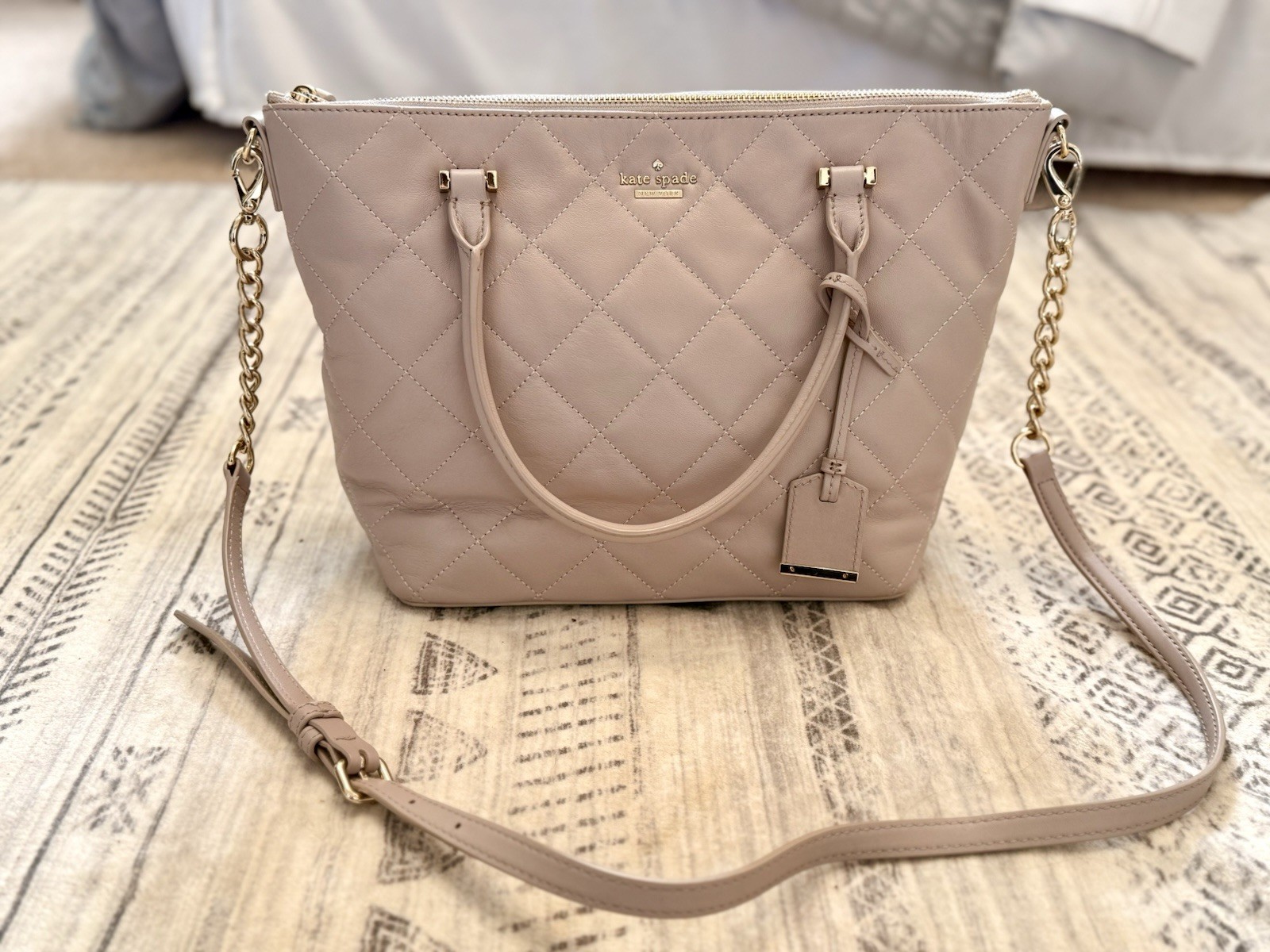 Kate Spade Quilted Leather Shoulder Bag – Blush Pink