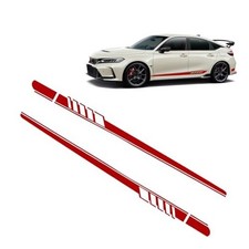 Car Side Skirt Body Decals, Racing Stripes Sporty Decorative Sticker, 2 PCS Red