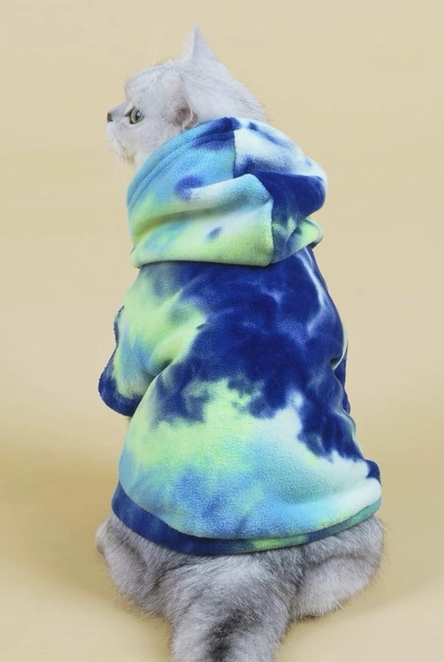 Tie Dye Terry/Fleece Hoodie Sweatshirt/Coat for Puppy/Dog/Cat Size XS, M or Lg - Image 4 of 4