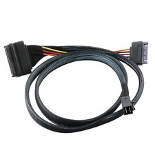 12GB/s Mini SAS Cable SFF 8643 to SFF 8639 NVMe SSD W/ 15 Pin SATA Power 50cm