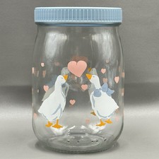 Vintage Country Goose Glass Canister Jar 32 o...