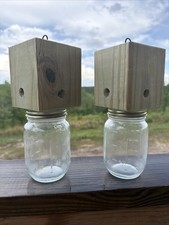 Set Of 2 Carpenter Bee Traps W/ Jars & Hooks-...