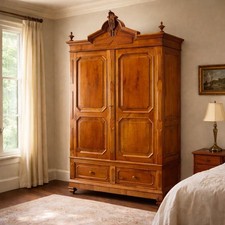 Armadio Umbertino Antico Ciliegio Cassetti Italia XIX Secolo Originale