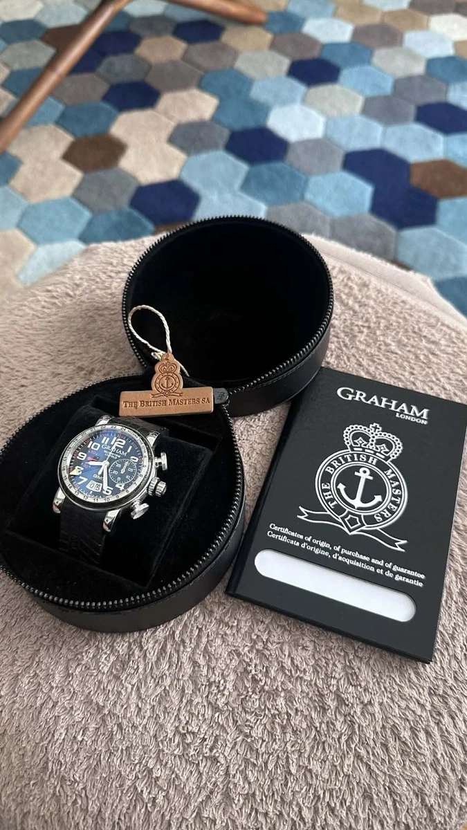 Écrin à Montre Authentique Graham London - Boîte En Cuir Véritable Style Coussin, Occasion