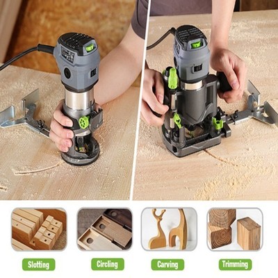 WORKPRO 6.5 Amp Corded Hand Trimmer Router Tool 6 Variable Speeds Wood Router