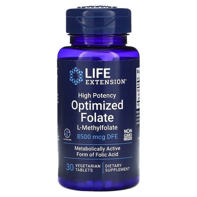 Life Extension, hochwirksames optimiertes Folat, 8.500 mcg DFE, 30 Tabletten