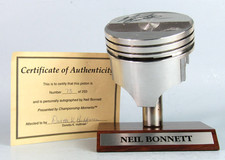 Authentic Nascar Race Car Piston Signed By Neil Bonnett On Wood Base 73 Of 250