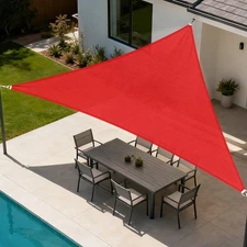 Red 2-28Ft Equilateral Triangle Sun Shade Sail Pool Patio Deck Canopy Awning