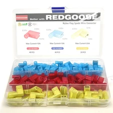 100PCS Nylon Flag Spade Quick Disconnects Female Wire Connector 24-10 AWG 90 Deg