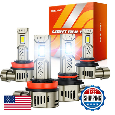 Sealight 9005/Hb3 H11/H9/H8 Led Bulbs Combo 90000Lm 10X Brighter Than Original