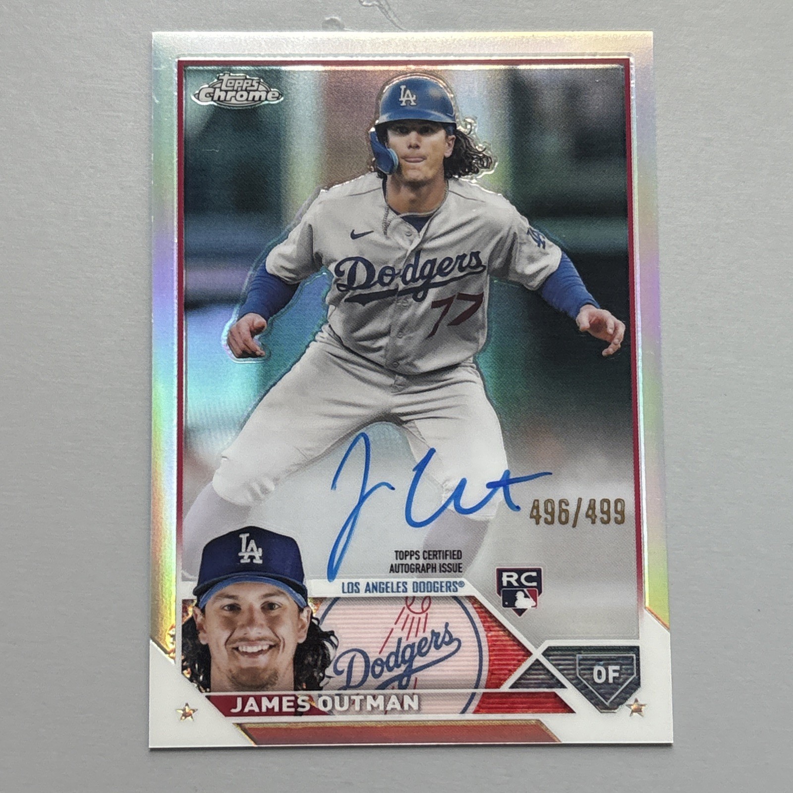 2023 Topps Chrome James Outman Rookie Auto RC Refractor / 499 #RA-JO
