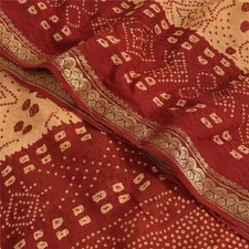 Sanskriti Vintage Beige Sarees Blend Silk Printed Zari Border Sari Craft Fabric