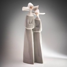 Lladro Nuns 4611 Tall Figurine Spanish Porcelain Religious Sculpture Retired