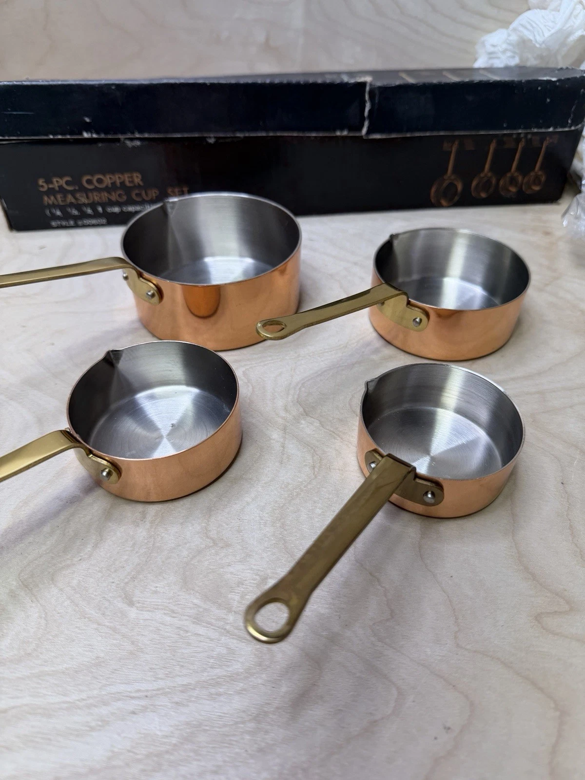 Set of 5 Copper Measuring Cups NEW still in box