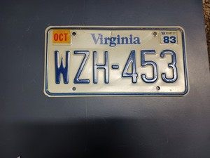 1983 Virginia License Plate WZH - 453