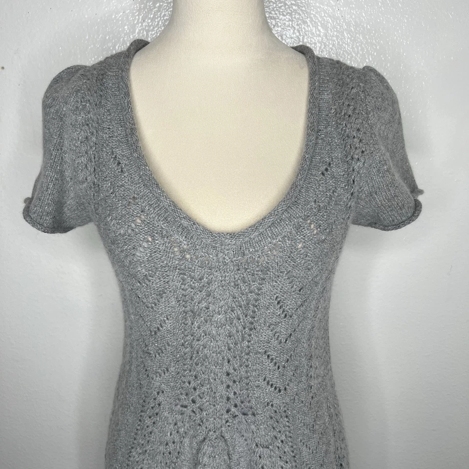 ANTHROPOLOGIE Vestido Suéter Gris Nieve Dormir Manga Corta Talla Mediana Foto 3 de 4
