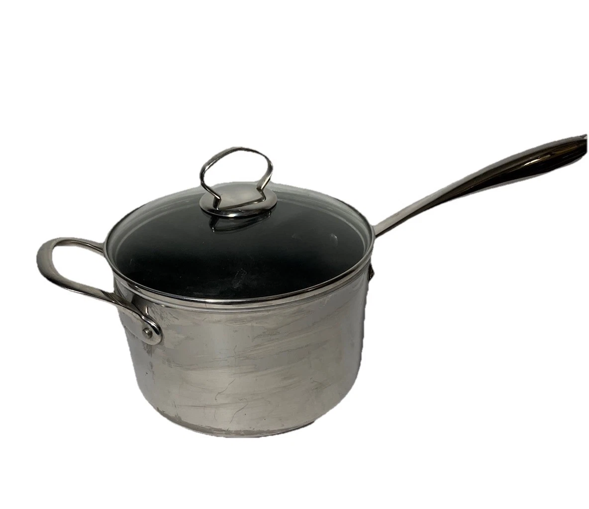 WILLIAMS SONOMA Hestan Thermo Clad 4 Qt Sauce Pot-Cover-Helper Handle-Italy Made