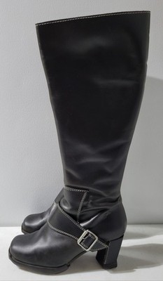 John Fluevog Roxanne Mirella Tall Black Leather Women Boots 10 