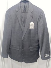Jos A Bank 1905 42L - 38w Un-Hemmed Men's Grey Plaid 100 Wool 2 Piece Suit