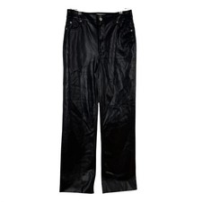 ZARA Faux Leather Straight Leg Pants Black Women Size 4 Preppy
